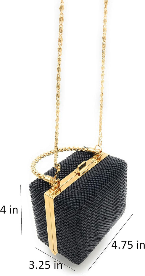 XX-Small clutch Metal beaded mesh evening box purse for Cocktail Party Prom Wedding Banquet...