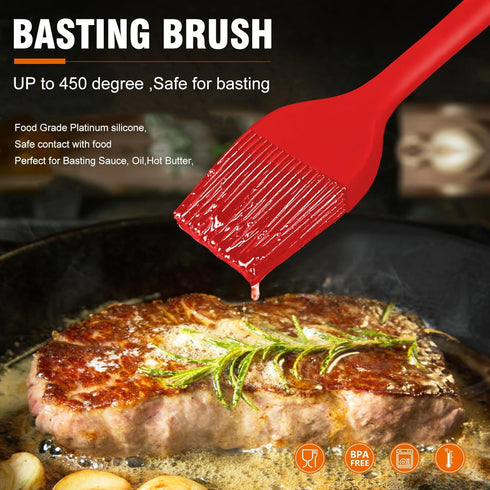 Walfos Silicone Basting Pastry Brush, Heat Resistant Pastry Brush Set, Strong Steel Core and One-Pieces Design, Perfect for BBQ Grill Baking Kitch...