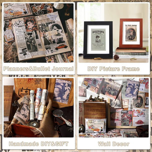 Draupnir 200pcs Vintage Junk Journal Supplies,Scrapbook Supplies Scrapbooking Paper and Stickers Ephemera for Art Aesthetic Journaling Kit Collage...