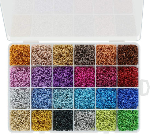 About 7200pcs 24 Colors Jump Rings Jewelry Findings 6mm Jewelry Open Jump Rings for Choker Bracelets Necklaces Chain Jewelry Making...