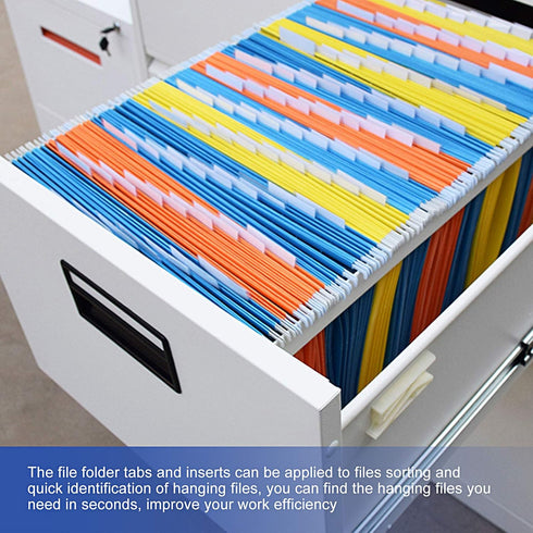 File Folder Tabs, 100+200 Sets Hanging File Folder Tabs with Inserts for Hanging Folders, 2 Inch Clear Plastic Hanging File Tabs for Quick Identif...