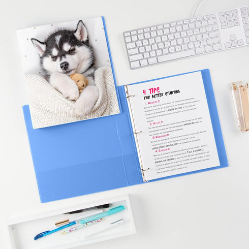 Avery Friends 3 Ring Binder, 1 Inch Round Rings, Husky Puppy (26841)...