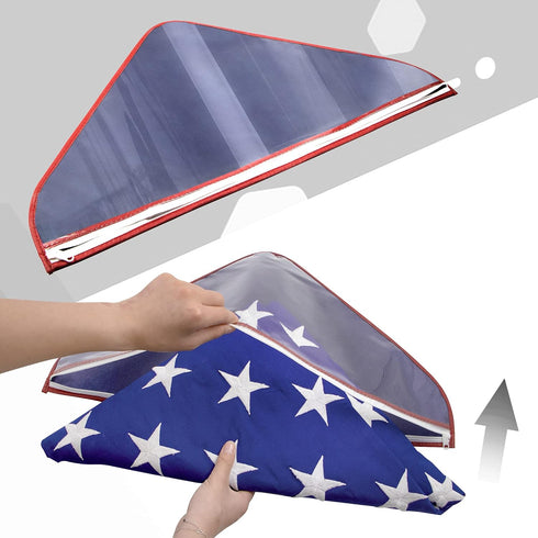 Anley Vinyl Memorial Flag Display Bag with Zipper - Easy Storage and Lightweight - American Veteran USA 5' x9.5' Folded Flags Plastic Bags...