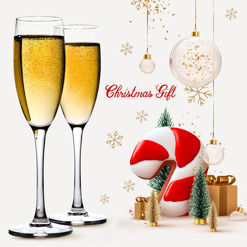 Volarium Champagne Flutes Set of 6, Elegant Crystal Glasses for Sparkling Wine, Perfect for Christmas, Weddings, Parties, and Family Dinners – Dur...