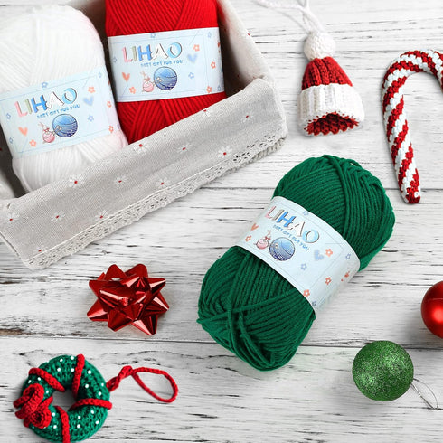 LIHAO 3 Skeins Yarn for Knitting Christmas Themed Yarn for DIY Xmas Crochet Crafts - 100% Acrylic, 50g......