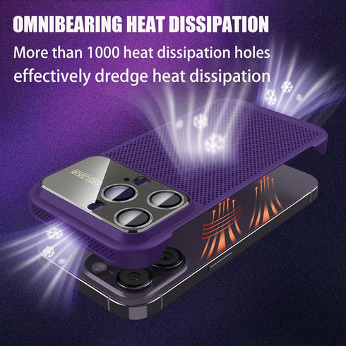 Losin Heat Dissipation Phone Case for iPhone 13 Pro with Window Glass Camera Lens Protection Frameless Breathable Cooling Hollow Design Slim Borde...