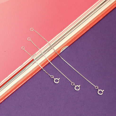 LeCalla Sterling Silver Necklace Extender Chain Lightweight 3 Pcs 925 Sterling Silver Necklace Extender Extension BOX and Cable Chain For Your Nec...