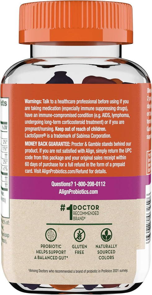 Align DualBiotic, Prebiotic + Probiotic for Women and Men, Help Nourish and Add Good Bacteria for Digestive Support, Natural Fruit Flavors, 90 Gum...