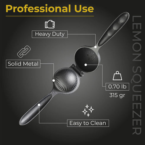 Lemon Lime Squeezer, Citrus Juicer, Heavy Duty Die Cast Metal, Manual Hand Press, Premium Professional Quality, Easy Cleaning, More Juice (Black)...