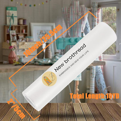 New brothread Light Weight Clear Wash Away - Water Soluble Embroidery Topping Film - 10"x10 Yd roll - Cut into Various Sizes for Machine Embroider...