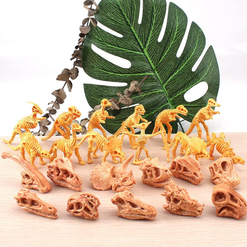 Dinosaur Head Skeleton Golden Dino Fossil Assorted Bones Playsets 23 PCS Action Figures Model Toys for Kids...
