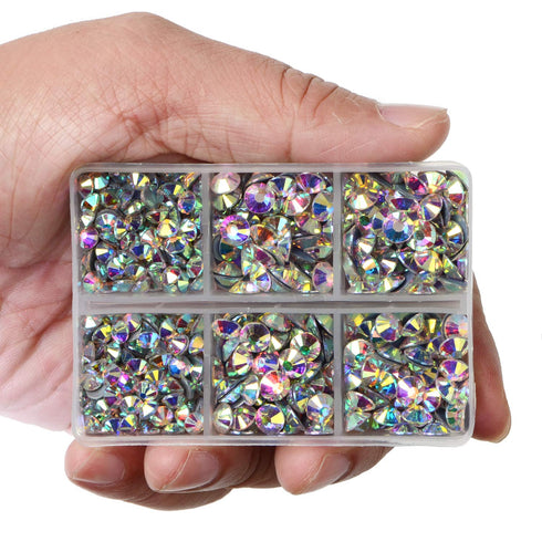 LPBeads 6400 Pieces Hotfix Rhinestones Clear AB Flat Back 5 Mixed Sizes Crystal Round Glass Gems with Tweezers and Picking Rhinestones Pen...