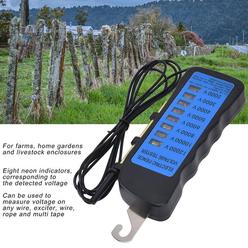 GOTOTOP 12KV Electric Fence Tester Neon Fence Voltage Tester, 2000 to 12000V 8 Neon Indicator Lights Waterproof Fence Tester for Farms, 16.5 x 6 x...