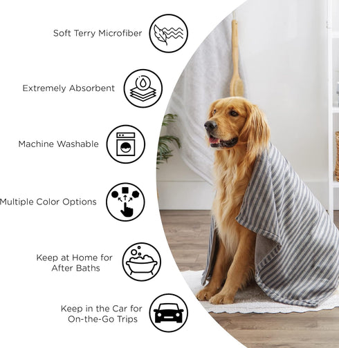 Bone Dry Pet Grooming Towel Collection Trellis Print, Microfiber Absorbent Drying Set, 15x30, Rose, 3 Count...