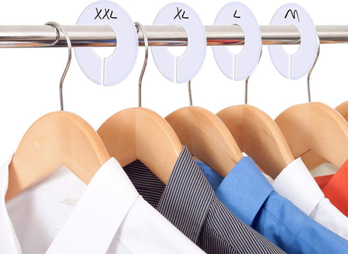 30 Pack White Round Clothing Size Closet Rack Dividers Hangers with 1 Bonus Marker (Outer 3.5”, Inner 1.38” in Diameter)...
