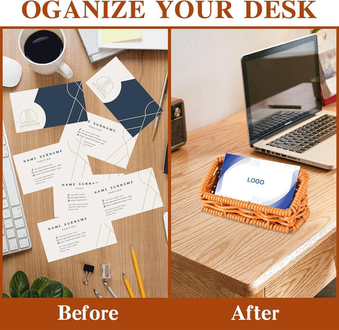 Rattan Business Card Holder Rattan Basket for Cards Rattan Card Holder Business Card Holder Organizer Display Office Card Holder for Desk (1)...