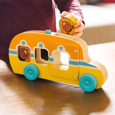 Melissa & Doug GO Tots Wooden Roll & Ride Bus with 3 Disks - FSC Certified...