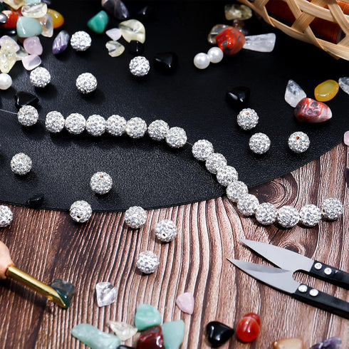 Hicarer 120 Pcs Rhinestone Beads for Bracelets Pen Making 10mm Shiny Crystal Diamond Clay Disco Ball Polymer Round Bead Bulk for Crafting Jewelry ...