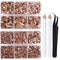 LPBeads 6400 Pieces Champagne Hotfix Rhinestones Flat Back 5 Mixed Sizes Crystal Round Glass Gems with Tweezers and Picking Rhinestones Pen...