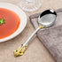 KEAWELL Gorgeous Round Soup Spoon, Set of 4, 18/10 Stainless Steel, Luxury Bouillon Spoon, Dishwasher Safe, Fine Mirror Polished (Gold Accent)...