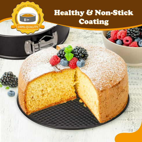 HIWARE 8 Inch Non-stick Springform Pan with Removable Bottom - Leakproof Cheesecake Pan with 50 Pcs Parchment Paper...