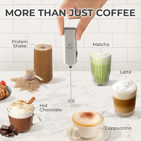 Zulay Kitchen Powerful Mini Milk Frother Handheld - Electric Hand Mixer - Portable Frother Wand for Coffee - Small Drink Blender for Lattes, Cappu...