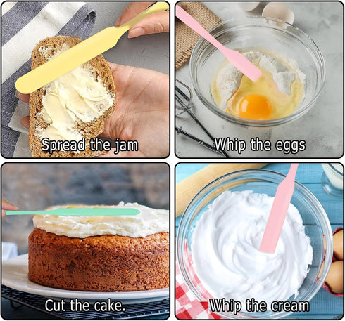 3pcs Silicone Jar Spatula Heat Resistant Kitchen Spatulas with Long Handle, Mixing Batter Scraper Jam Spreader Cake Cream Butter Spatulas for Jars...