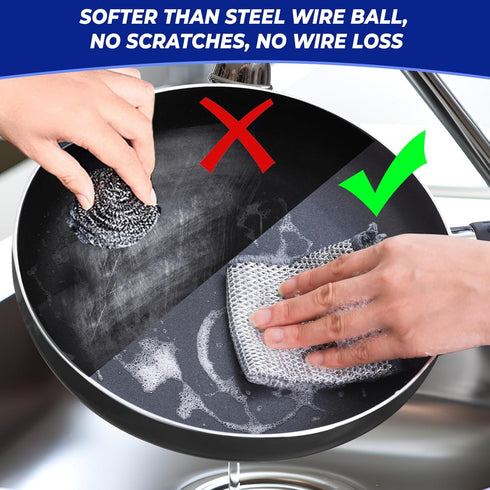 Wangjinpeng 8 pcs Wire Dishwashing Rag for Wet and Dry, Non Scratch Wire Dishcloth, Multipurpose Kitchen Cleaning rags for Cookware, Sinks, Dishes...