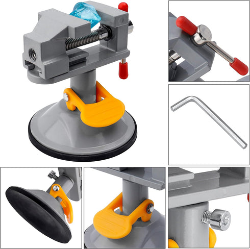 Yakamoz Mini Bench Vise 360 Degree Suction Vise Small Table Vice Clamp Workbench Vise for Jewelry Making DIY Wood Craft Carving Breads Drilling Be...
