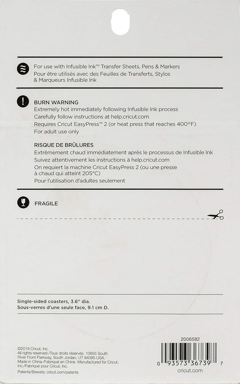 Cricut 2006582 Coaster Blanks, Ceramic Infusible Ink, White...