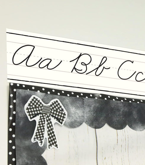 Carson Dellosa 39-Piece Farmhouse Cursive Alphabet and Number Line Bulletin Board Set, Cursive Alphabet Wall Strip and Number Line, Cursive Classr...