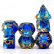 Blue Resin DND Dice Set Polyhedral D&D Dragon Dice for Dungeons and Dragons Gifts Pathfinder Shadowrun Role Playing Games-Navy Blue Clear Gold Fla...