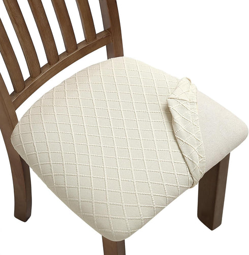 Stretch Jacquard Chair Seat Covers Set of 4, Removable Washable Dining Chair Covers Anti-Dust Dining Room Chair Covers Seat Cushion Slipcovers (4,...