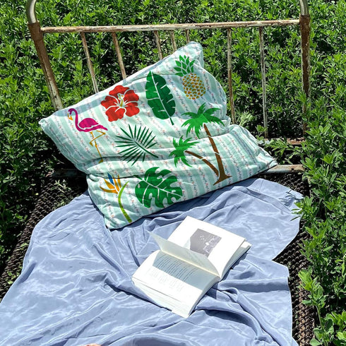 FINGERINSPIRE Tropical Coconut Tree Stencil 11.8x11.8inch Reusable Tropical Leaves Pineapple Flamingo Flower Pattern Template Animal Plant Theme S...