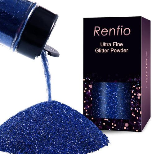 Renfio Ultra Fine Glitter Powder Metallic Resin Glitter 2.11 Oz (60g) PET Flakes Crafts Sequins 1/128" Blue Glitter Epoxy Chips Flakes for Tumbler...