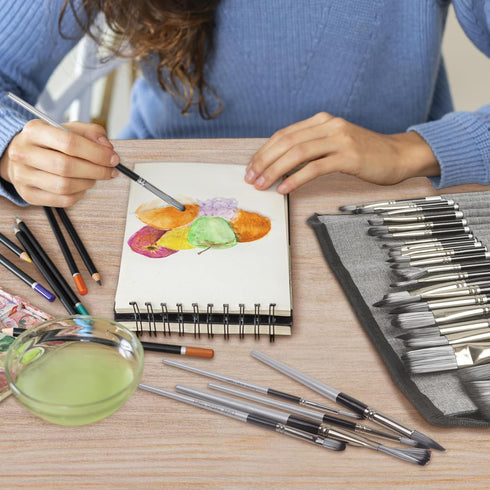 Paint Brushes Set of 24 Pieces, CONDA Different Shapes Wooden Handles Brushes with Art Brush Case, Professional Artist Brushes for Oil, Acrylic Ca...