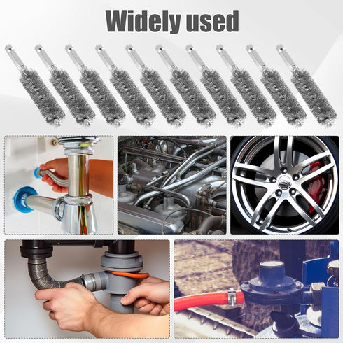10 Pack Bore Brush for Drill, Wire Bore Brush Drill, Stainless Steel Bore Cleaning Brush Set 1/4 Inch Hex Shank for Power Drill Impact Driver (15M...