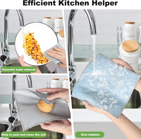 10pcs Non Scratch Wire Dishcloth Multipurpose Wire Dishwashing Rag for Wet and Dry,Metal Scrubbers for Cleaning Dishes,Dual-Sided Kitchen Cleaning...