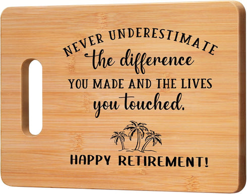 Retirement Gifts for Women Men, Happy Retirement Bamboo Cutting Board with Warm Words - Best Retirement Gifts for Coworker Friend Mom Grandma Dad ...