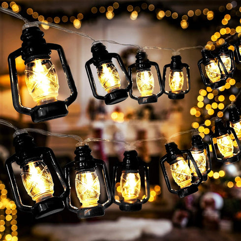 AceList Camping Lantern String Light 30 LED Camping Lights Battery and USB Operated, Happy Camper Mini Kerosene Lamp Perfect for Camping Decoratio...