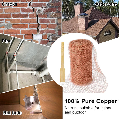 Copper Mesh Roll for Mice Rat Rodent Repellent, Sturdy 5’’ * 32Ft Copper Wool Mouse Trap for Bat Snail Bird Control with Packing Tool...
