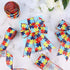 4Rolls 20Yards Autism Awareness Wired Ribbon Colorful Puzzle Fabric Ribbon for Gift Wrapping Bow Wreath Making Craft Supplies, 2.5 Inch/1.5 Inch...