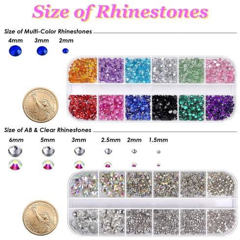 Anezus 4728Pcs Nail Gems with Crystals Rhinestones Jewls Pickup Tool Pen for Nails, Nail Art Supplies Diamond Stones for Nails Decoration Makeup C...