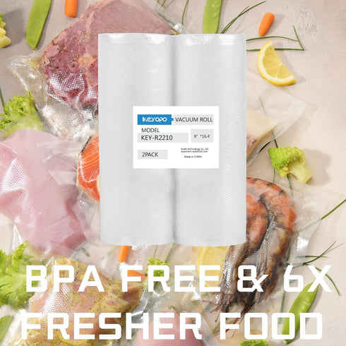 Vacuum Sealer Bags Rolls 2PACK 6" x 16.4' - 8mil Commercial Grade Heavy Duty BPA Free,Great for Vac storage Sous Vide Cooking,Meal Prep...