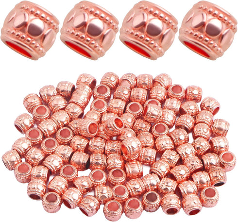 100pcs Alloy Round Column Spacer Beads European Large Hole Tube Loose Beads Bulk Metal Spacers Craft Supplies for DIY Bracelete Earrings Jewelry M...