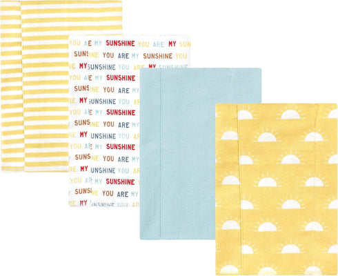 Hudson Baby Unisex Baby Cotton Flannel Burp Cloths, My Sunshine 4 Pack, One Size...