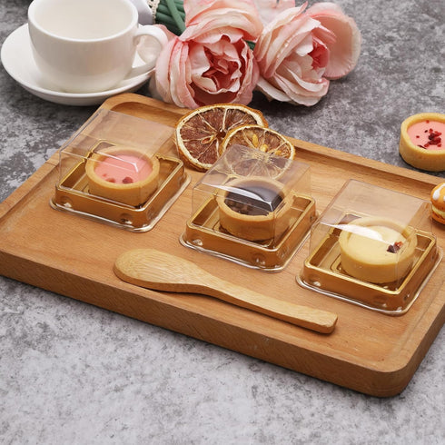 50 Set Gold bottom Clear cover plastic mini cake box,muffin box,moon cake box,mung bean cake snow Mei Niang box...