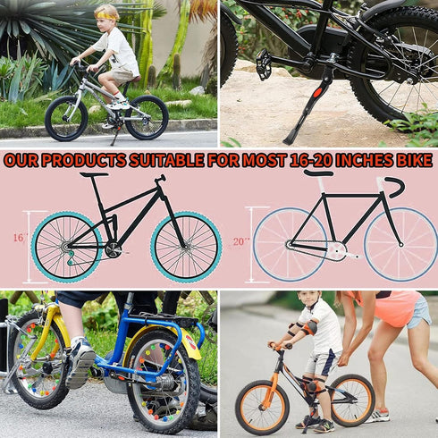 Adjustable Bike Kickstand for 16-20 Inch Bicycles - Easy Installation, Anti-Slip Foot - Durable, Rustproof Aluminum Alloy Bike Support...