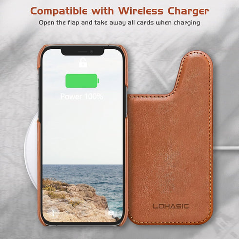 LOHASIC for iPhone 12 Pro Max Wallet Case, 5 Card Holder Phone Cover to Men Women, Premium PU Leather Credit Slot, Magnetic Clasp Kickstand Flip F...