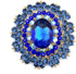 YOQUCOL Vintage Blue Cubic Zirconia Crystal Rhinestone Sunflower-shaped Wreath Brooch Pin for Women Gold Tone...